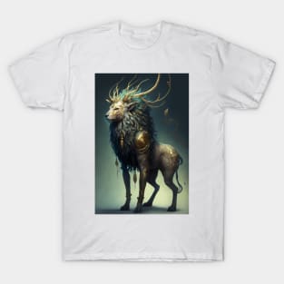 The Divine Chimera: A Fusion of Lion and Deer in One Mythical Being T-Shirt